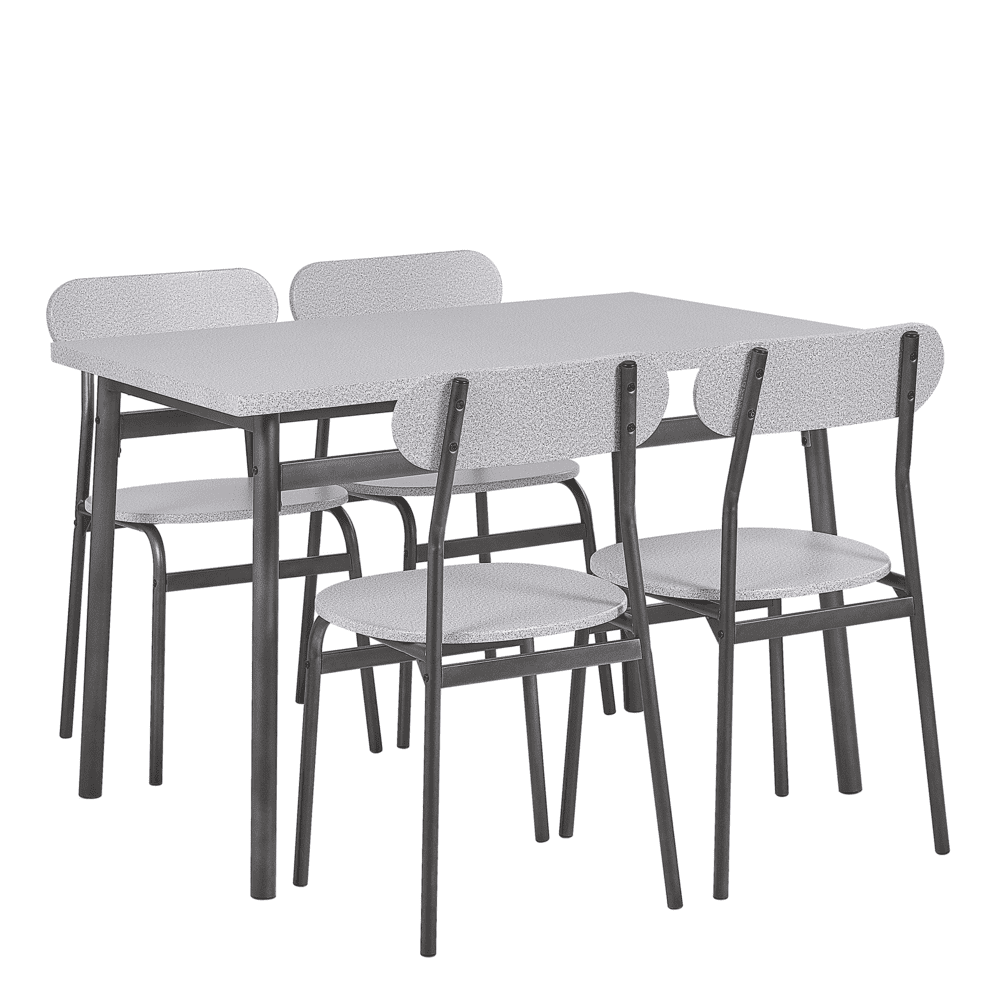 Beliani Sada jedálenského stola a 4 stoličiek sivá s čiernou VELDEN